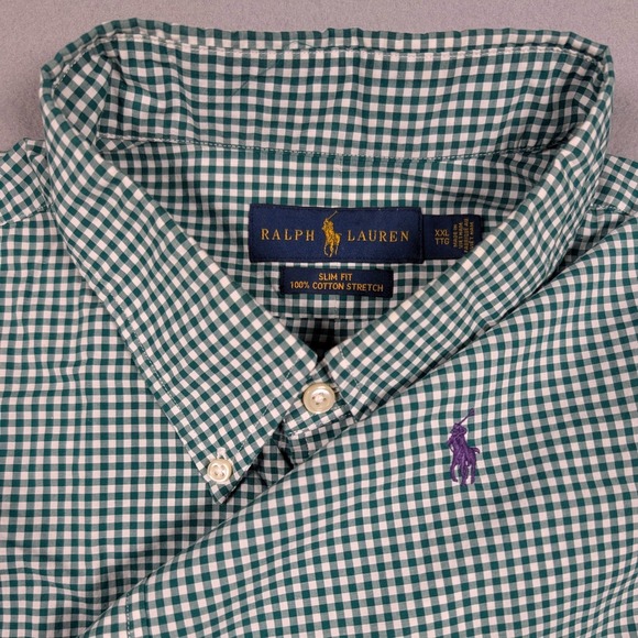 Ralph Lauren Other - Ralph Lauren Button Down Shirt Mens XXL Green Gingham Slim Fit Stretch Pony